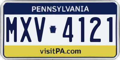 PA license plate MXV4121