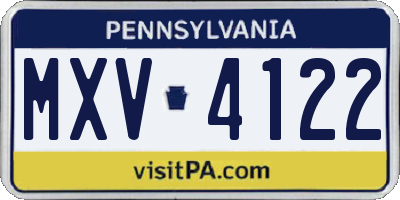 PA license plate MXV4122