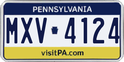 PA license plate MXV4124