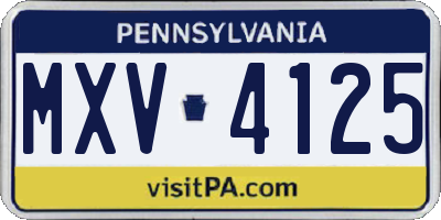 PA license plate MXV4125