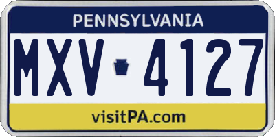 PA license plate MXV4127