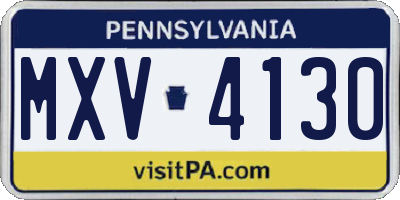 PA license plate MXV4130