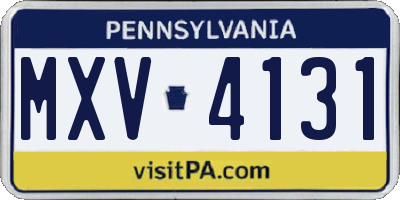 PA license plate MXV4131