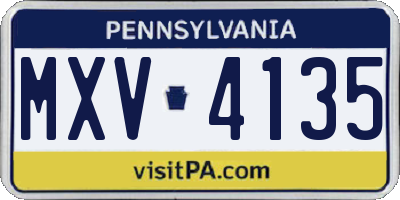 PA license plate MXV4135