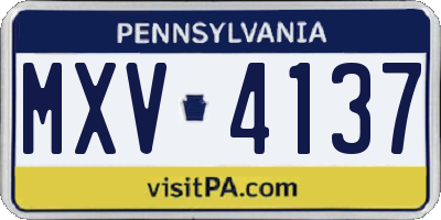 PA license plate MXV4137