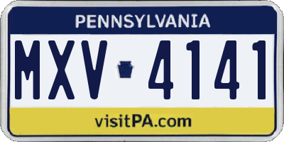 PA license plate MXV4141
