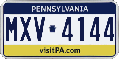 PA license plate MXV4144