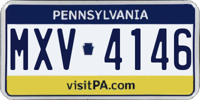 PA license plate MXV4146