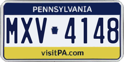 PA license plate MXV4148