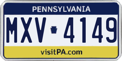 PA license plate MXV4149
