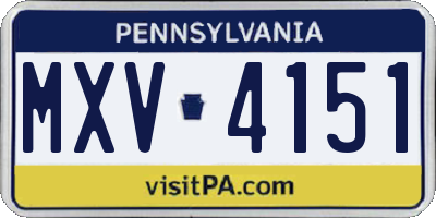 PA license plate MXV4151