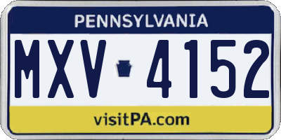 PA license plate MXV4152