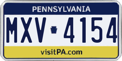 PA license plate MXV4154