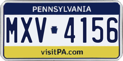 PA license plate MXV4156