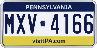 PA license plate MXV4166