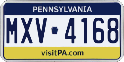 PA license plate MXV4168