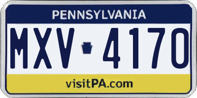 PA license plate MXV4170