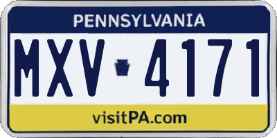 PA license plate MXV4171