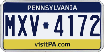 PA license plate MXV4172