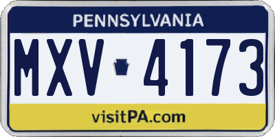 PA license plate MXV4173