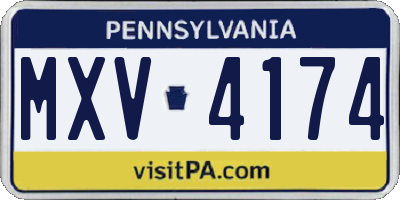 PA license plate MXV4174