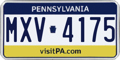 PA license plate MXV4175