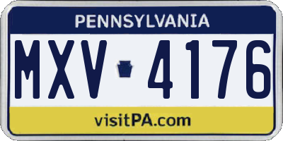 PA license plate MXV4176