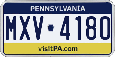 PA license plate MXV4180