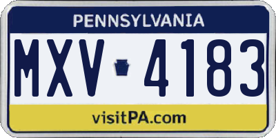 PA license plate MXV4183