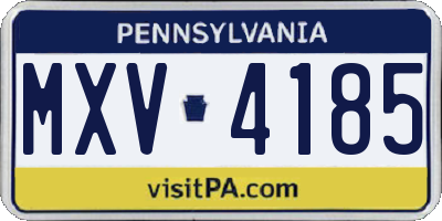 PA license plate MXV4185
