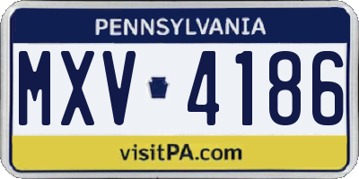 PA license plate MXV4186