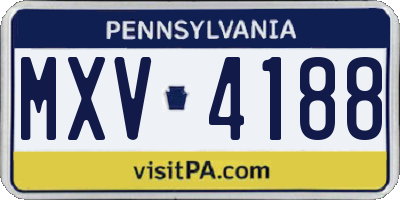 PA license plate MXV4188