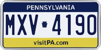 PA license plate MXV4190