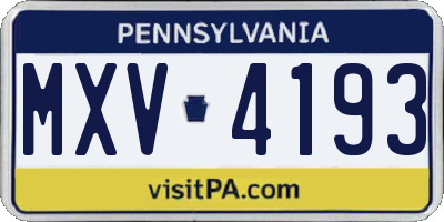PA license plate MXV4193