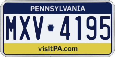 PA license plate MXV4195