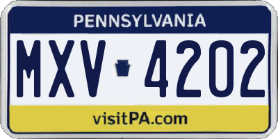 PA license plate MXV4202