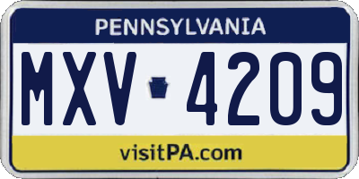 PA license plate MXV4209
