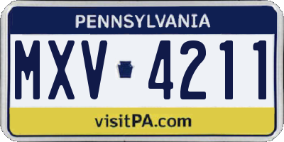PA license plate MXV4211