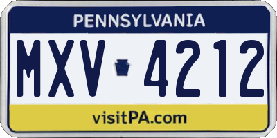 PA license plate MXV4212