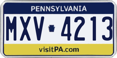 PA license plate MXV4213