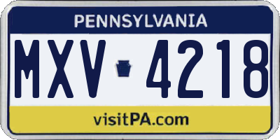 PA license plate MXV4218