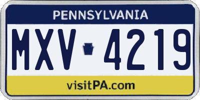 PA license plate MXV4219