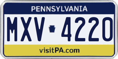 PA license plate MXV4220