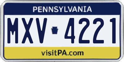 PA license plate MXV4221