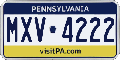 PA license plate MXV4222