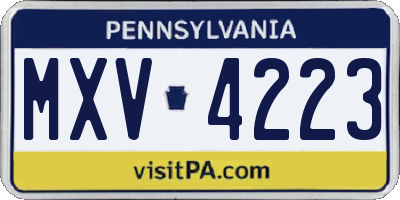 PA license plate MXV4223