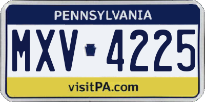 PA license plate MXV4225