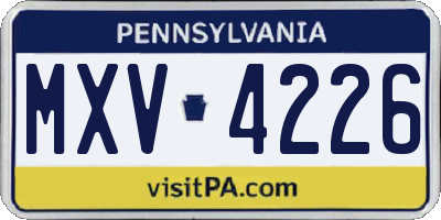 PA license plate MXV4226