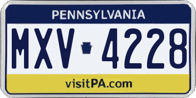 PA license plate MXV4228