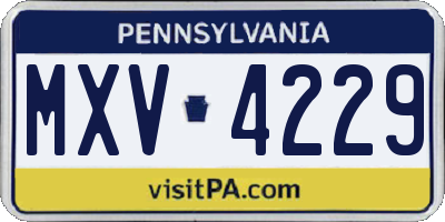 PA license plate MXV4229